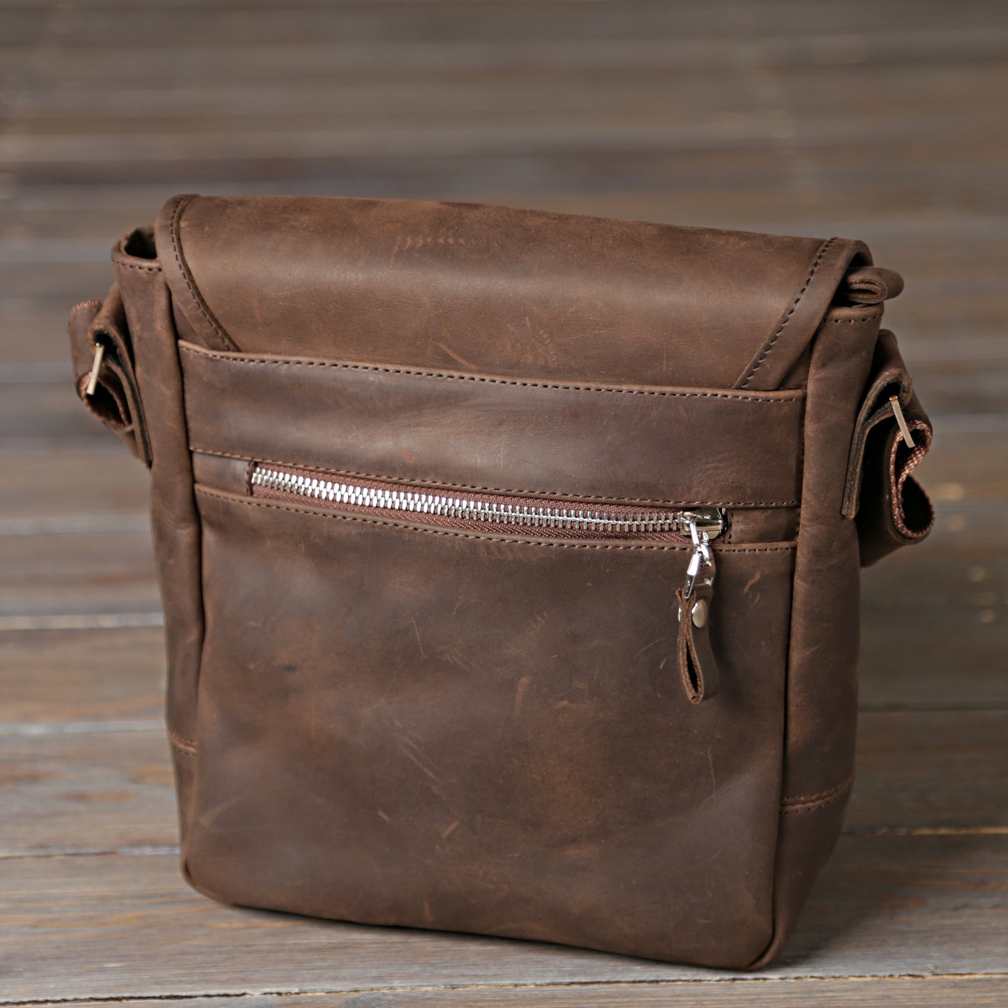 Vintage Leather Bag SHVIGEL 00890 Brown Natural Leather Made in Ukraine