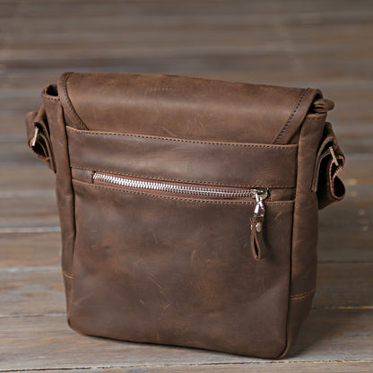 Vintage Leather Bag SHVIGEL 00890 Brown Natural Leather Made in Ukraine
