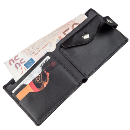Men's Leather Wallet with Coin Compartment SHVIGEL 16211 Black, Natural Leather, Ukraine