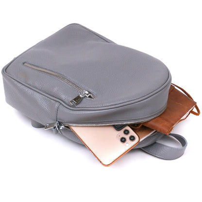 Practical Women's Backpack SHVIGEL 16323 Gray, Natural Leather, Ukrainian Craftsmanship