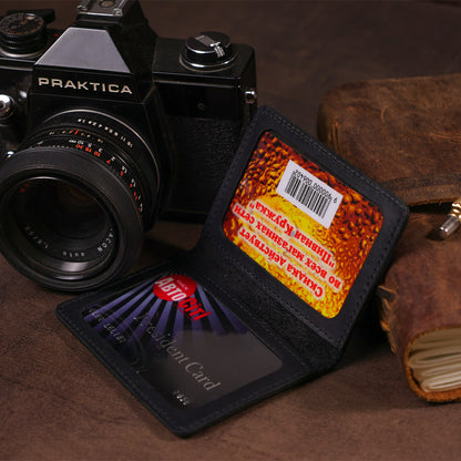 Leather ID Case SHVIGEL 13944 Black Natural Leather with Premium Quality Finish