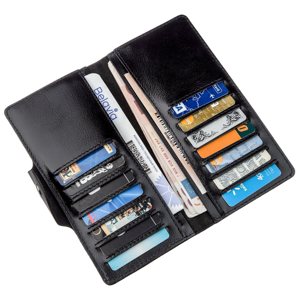 Vertical Men's Wallet SHVIGEL 16177 Black Genuine Leather with Snap Closure