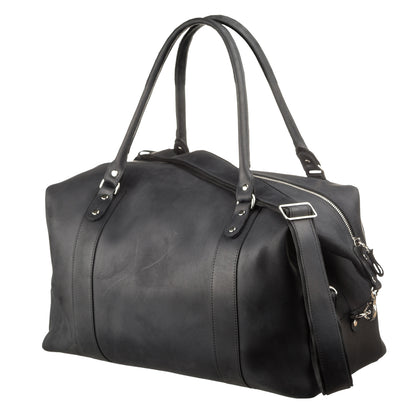 Travel Bag SHVIGEL 15302 Black Natural Leather Stylish Design Quality Craftsmanship
