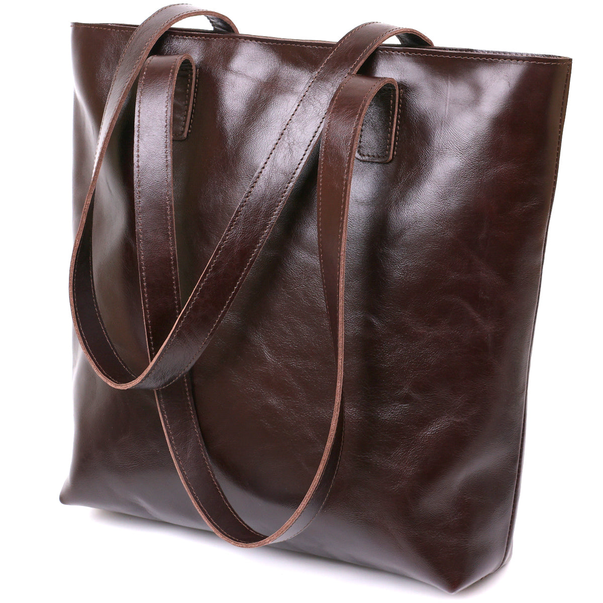 Leather Women's Tote Bag SHVIGEL 16370 Brown Natural Leather Ukrainian Craftsmanship