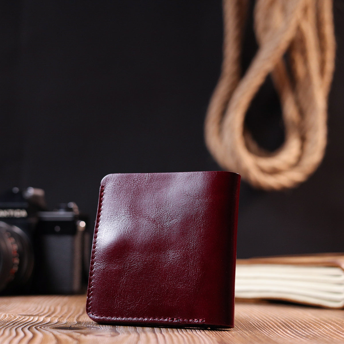 Women's Glossy Leather Wallet SHVIGEL 16609 Cherry Red Natural Leather