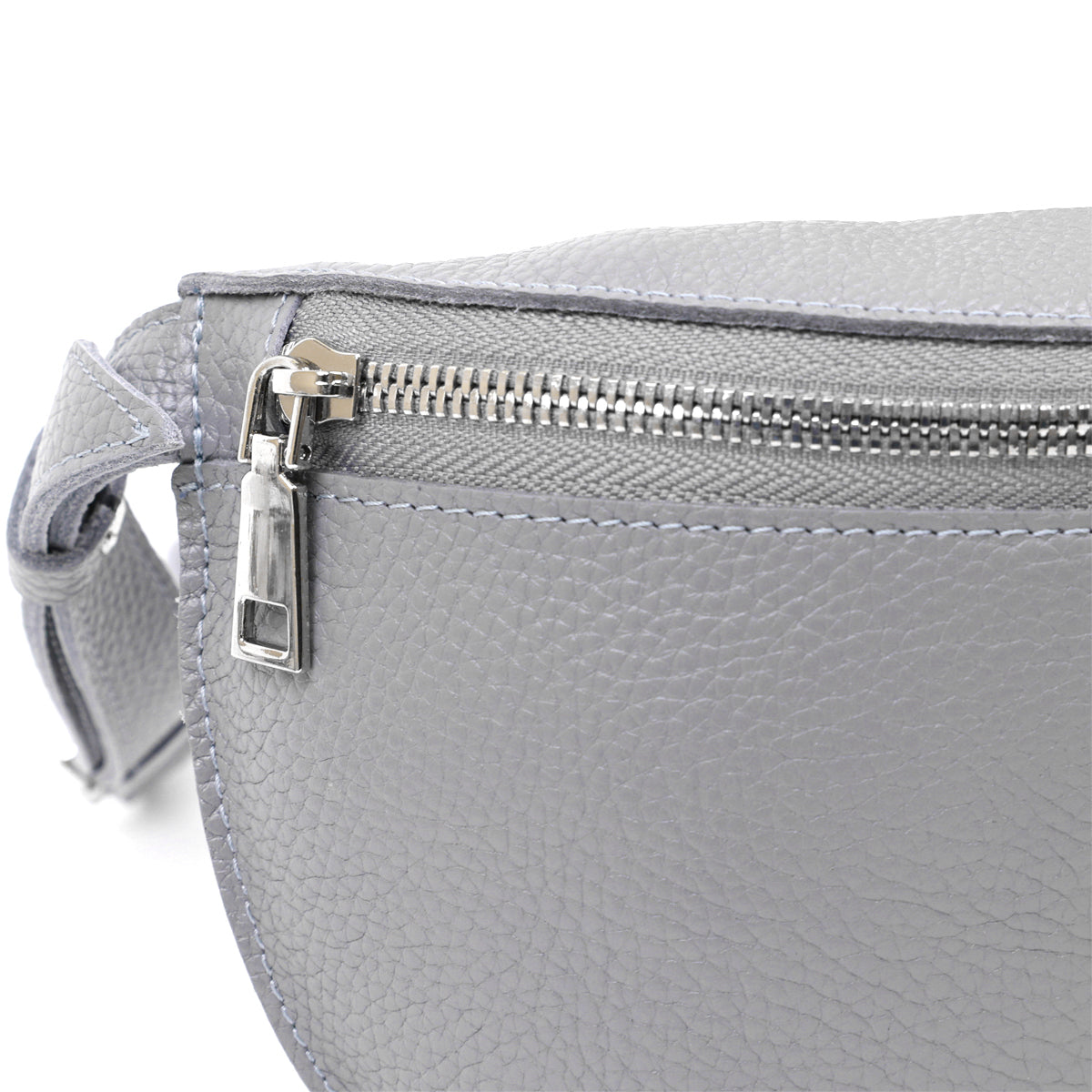 Original Women's Leather Banana Bag SHVIGEL 16379 Grey Natural Leather Stylish Design