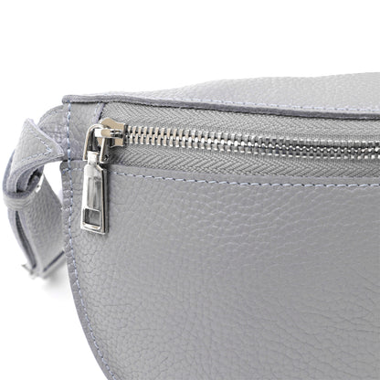 Original Women's Leather Banana Bag SHVIGEL 16379 Grey Natural Leather Stylish Design