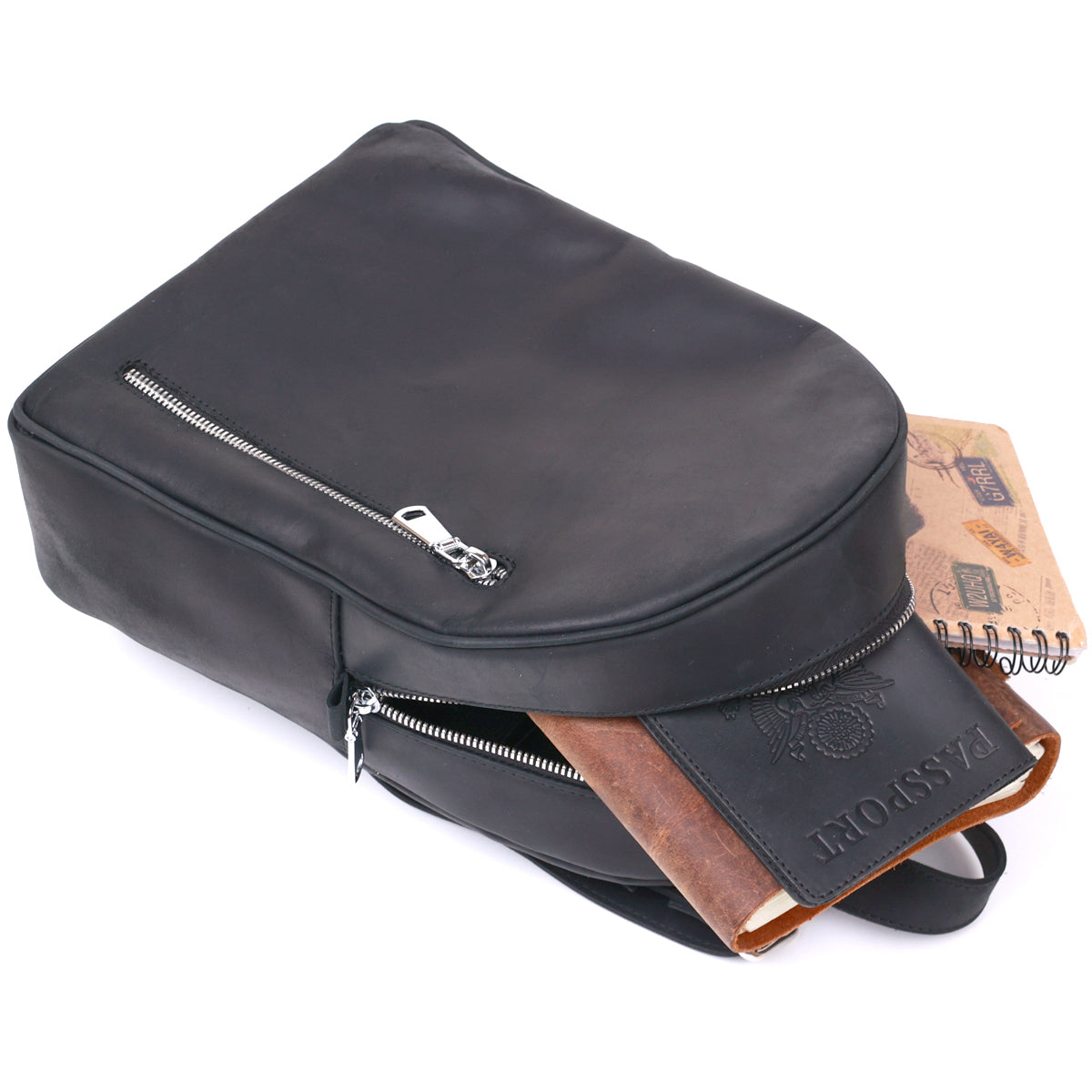 Universal Vintage Women's Backpack SHVIGEL 16328 Black Genuine Leather, Ukraine Made