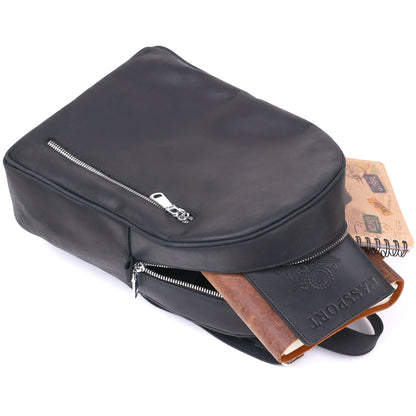 Universal Vintage Women's Backpack SHVIGEL 16328 Black Genuine Leather, Ukraine Made