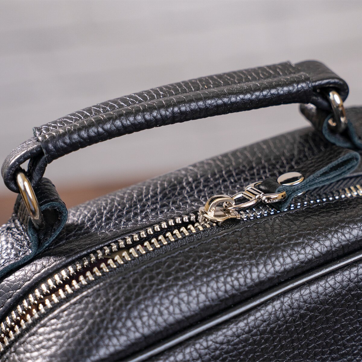 SHVIGEL Leather Bag 00875 High-Quality Black Genuine Leather Ukraine Crafted