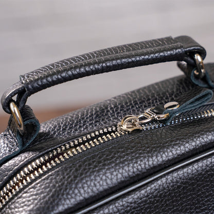 SHVIGEL Leather Bag 00875 High-Quality Black Genuine Leather Ukraine Crafted