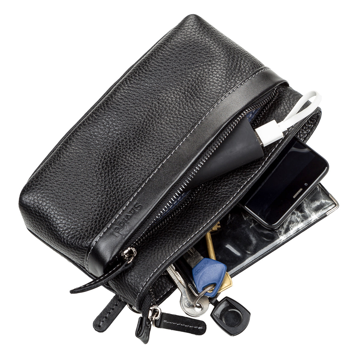 Men's Leather Clutch SHVIGEL 11087 Black Natural Leather Handmade in Ukraine