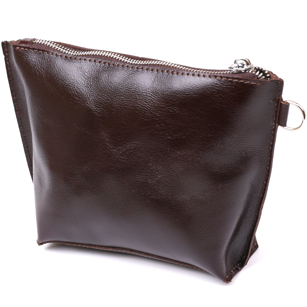 Leather Cosmetic Bag SHVIGEL 16414 Brown - Natural Leather, Compact Design for Essentials