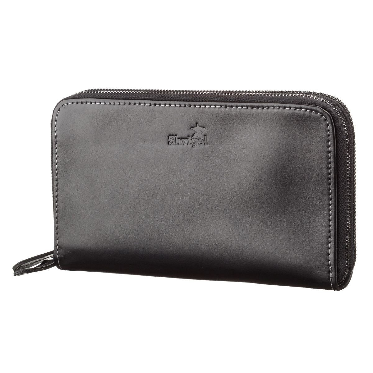 Men's Leather Clutch SHVIGEL 11082 Black Crafted from Natural Leather - Ukraine Made