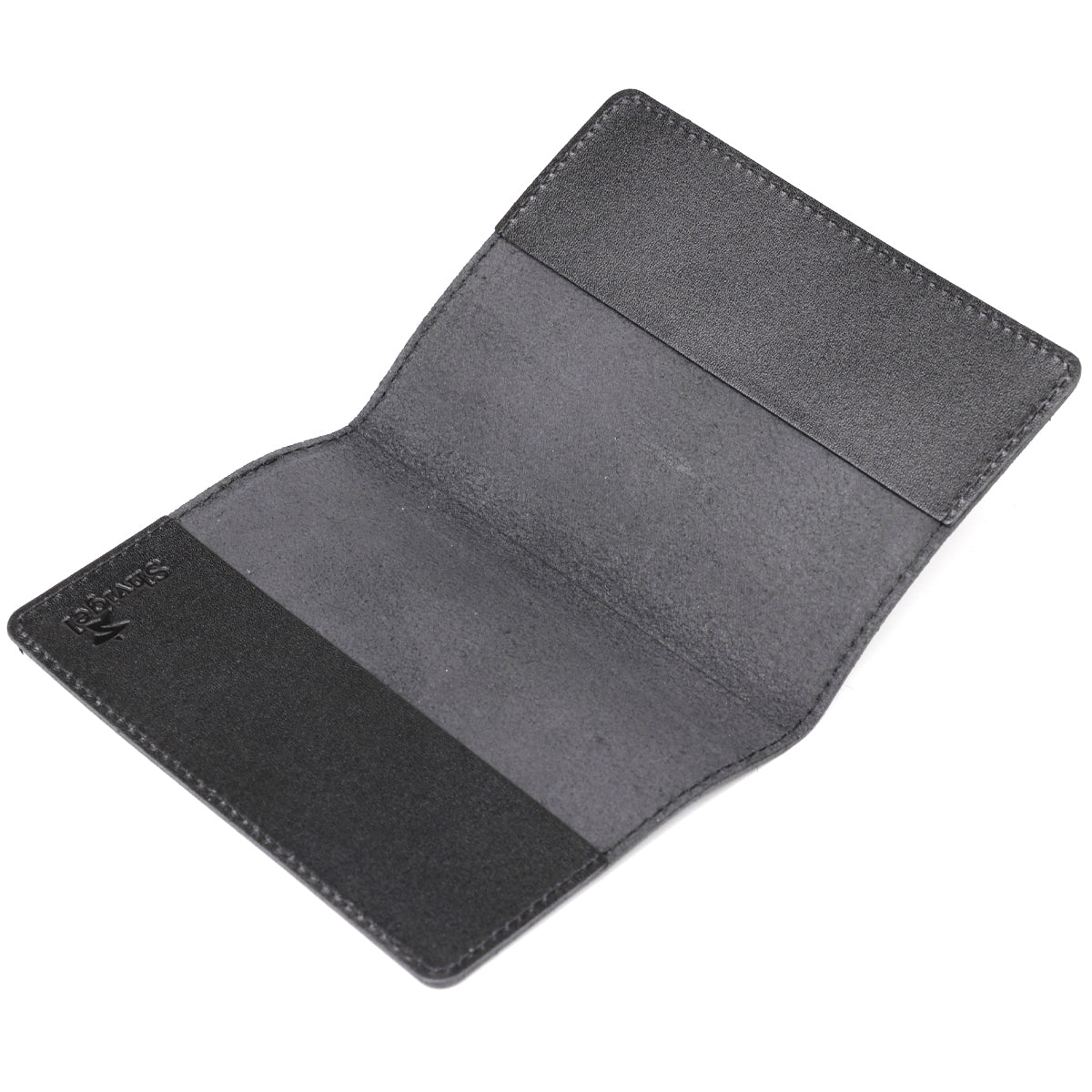 Leather Passport Cover with Map and Frame SHVIGEL 13982 in Black - Made in Ukraine, Genuine Leather Design