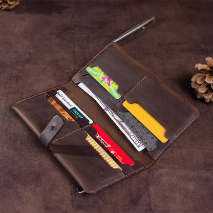 Men's Vintage Leather Wallet SHVIGEL 16207 Dark Brown Made in Ukraine Natural Leather