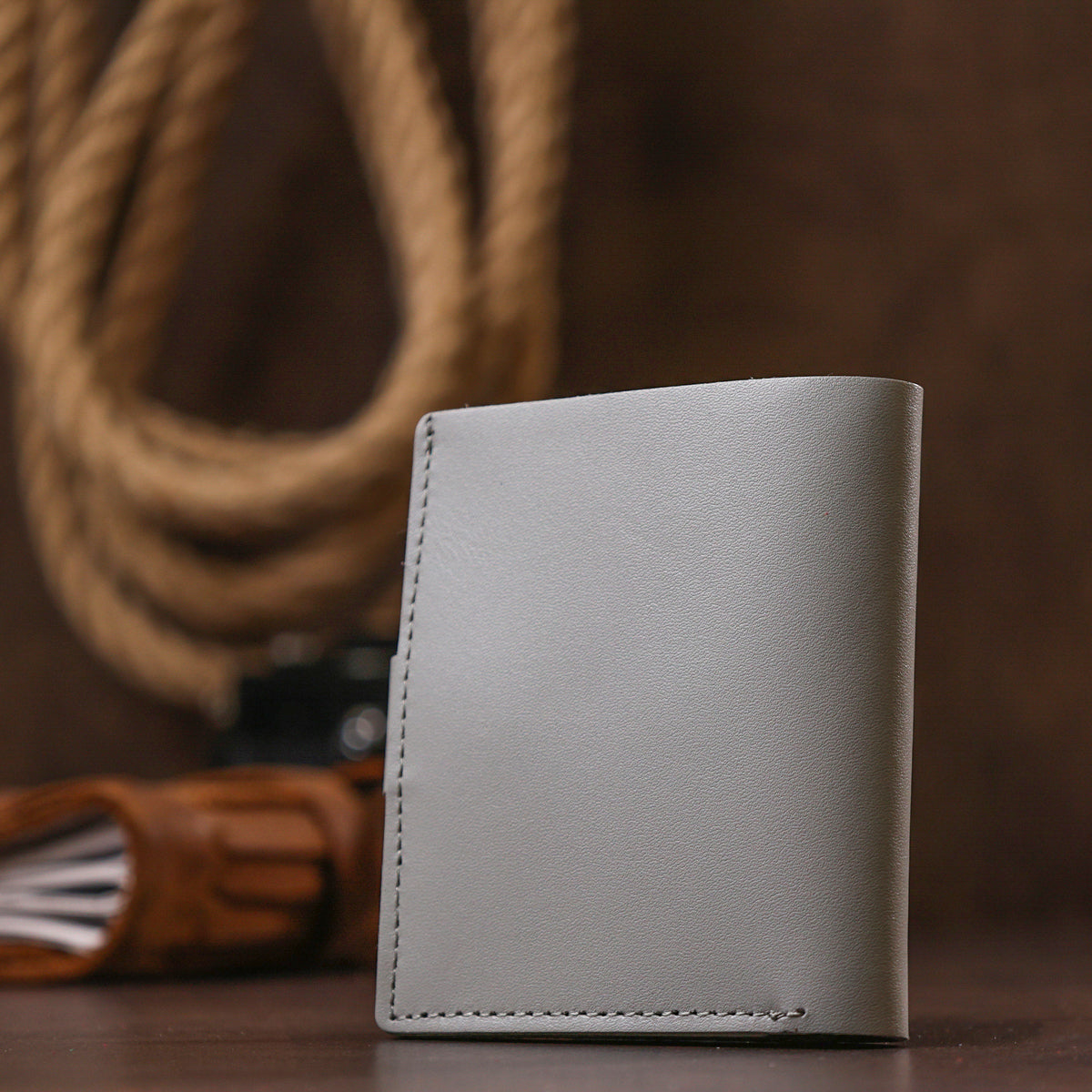 Compact Fashionable Wallet SHVIGEL 16493 Gray Genuine Leather from Ukraine