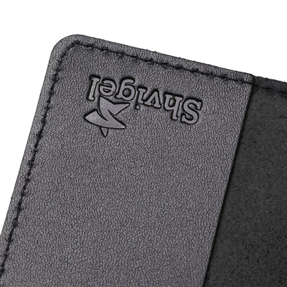 Leather Passport Cover with Map and Frame SHVIGEL 13982 in Black - Made in Ukraine, Genuine Leather Design