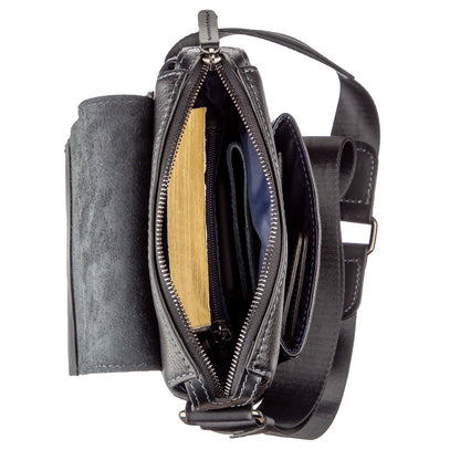 Men's Leather Combo Bag SHVIGEL 11174 Black Natural Leather Durable Design