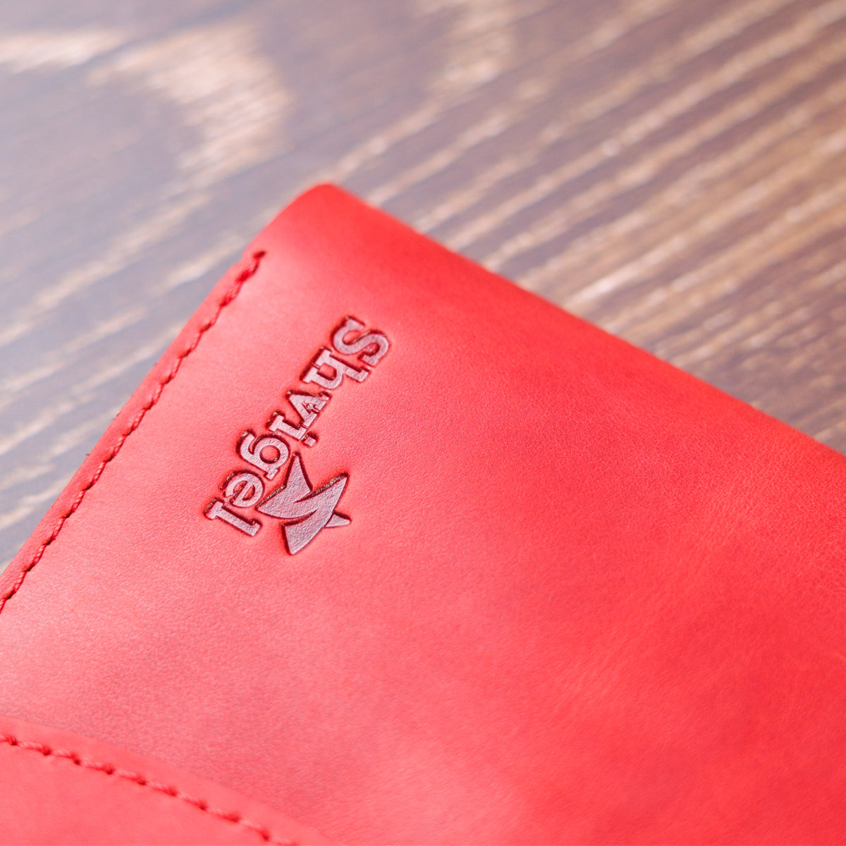 Vintage Leather Wallet for Women by SHVIGEL 16614 in Red - Handmade in Ukraine