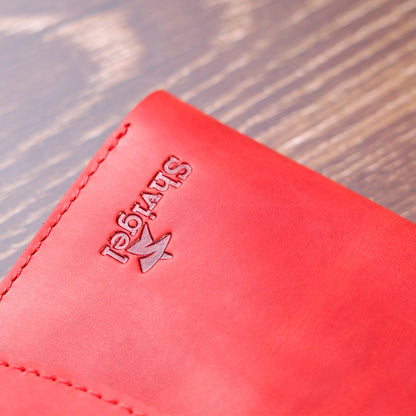 Vintage Leather Wallet for Women by SHVIGEL 16614 in Red - Handmade in Ukraine