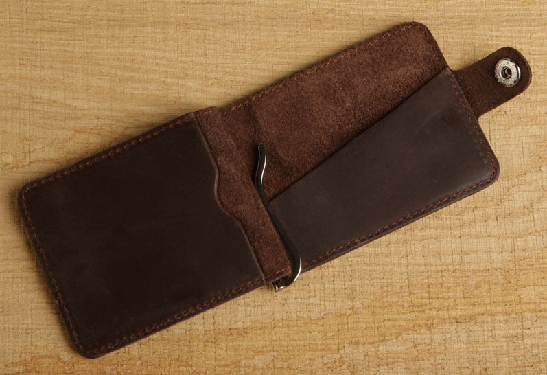 Leather Money Clip SHVIGEL 13786 Brown Premium Quality Natural Leather