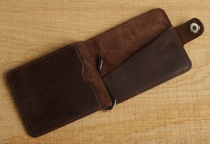 Leather Money Clip SHVIGEL 13786 Brown Premium Quality Natural Leather