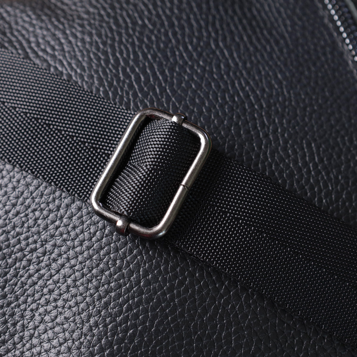 Men's Messenger Bag by SHVIGEL 22847 - Black Grain Leather - Ukrainian Craftsmanship
