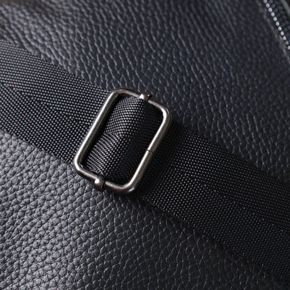 Men's Messenger Bag by SHVIGEL 22847 - Black Grain Leather - Ukrainian Craftsmanship