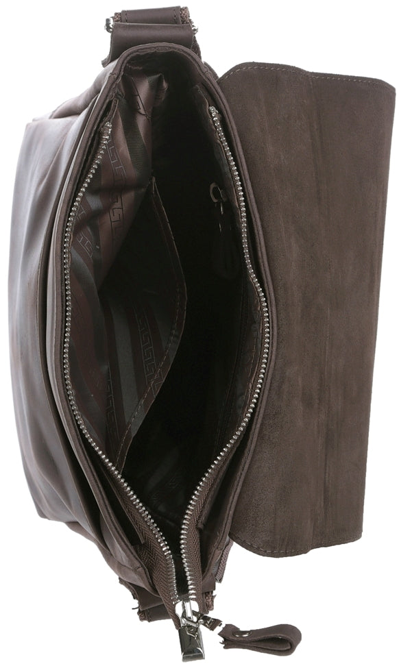 Messenger Bag SHVIGEL 00886 Brown Genuine Leather Handmade in Ukraine