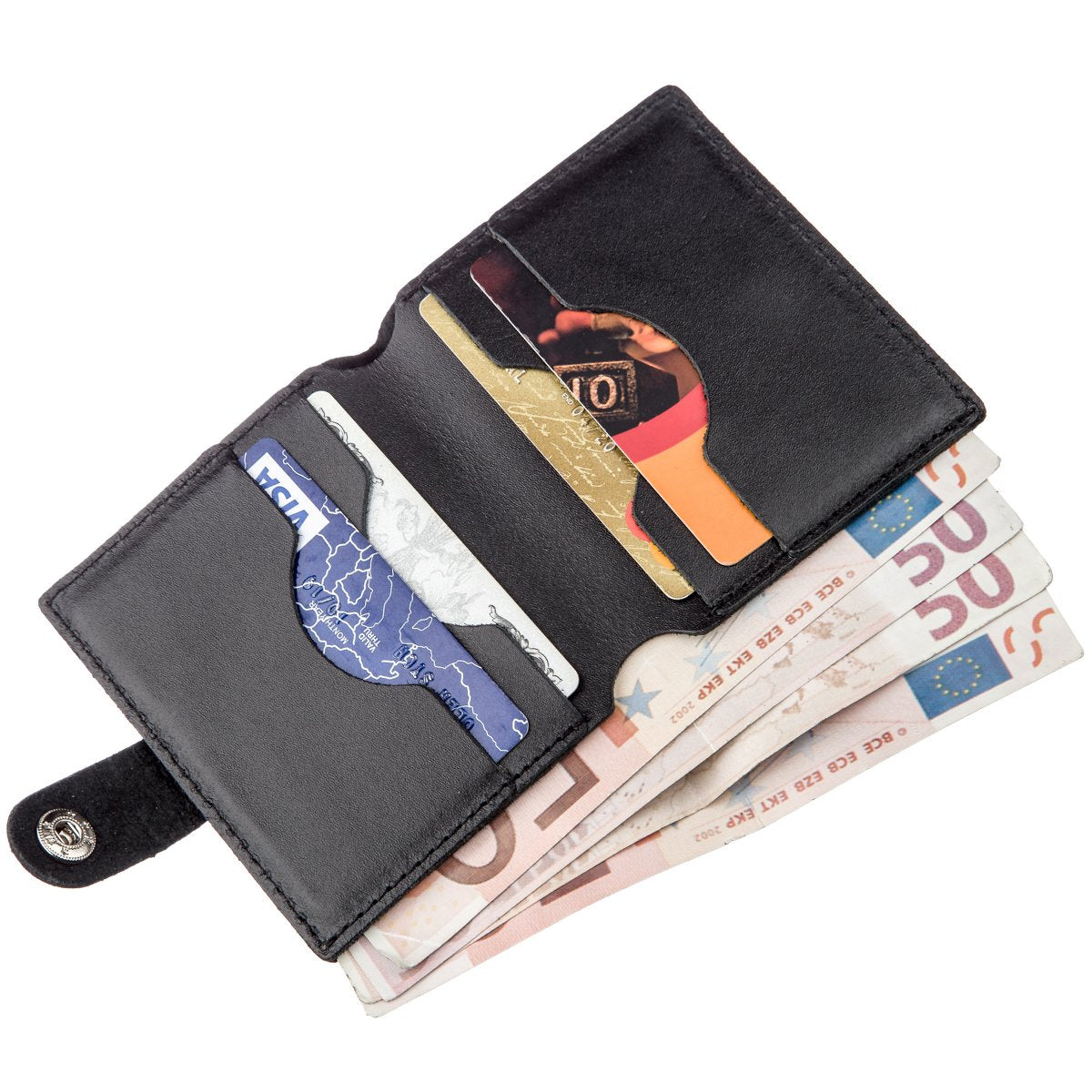 Vertical Men's Leather Wallet SHVIGEL 16225 Black Genuine Leather Crafted in Ukraine