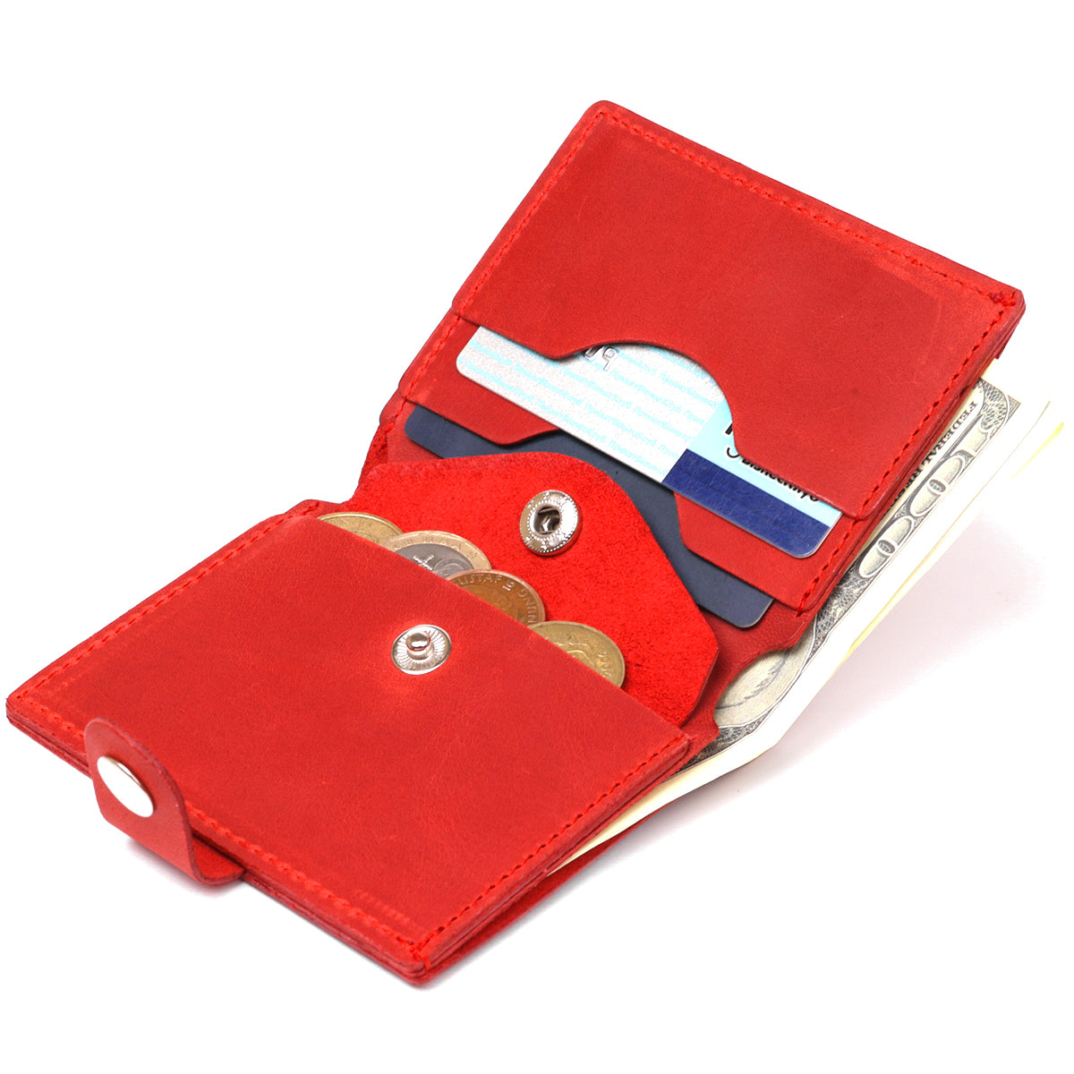 Modern Women's Wallet SHVIGEL 16497 Red Genuine Leather Handmade from Ukraine
