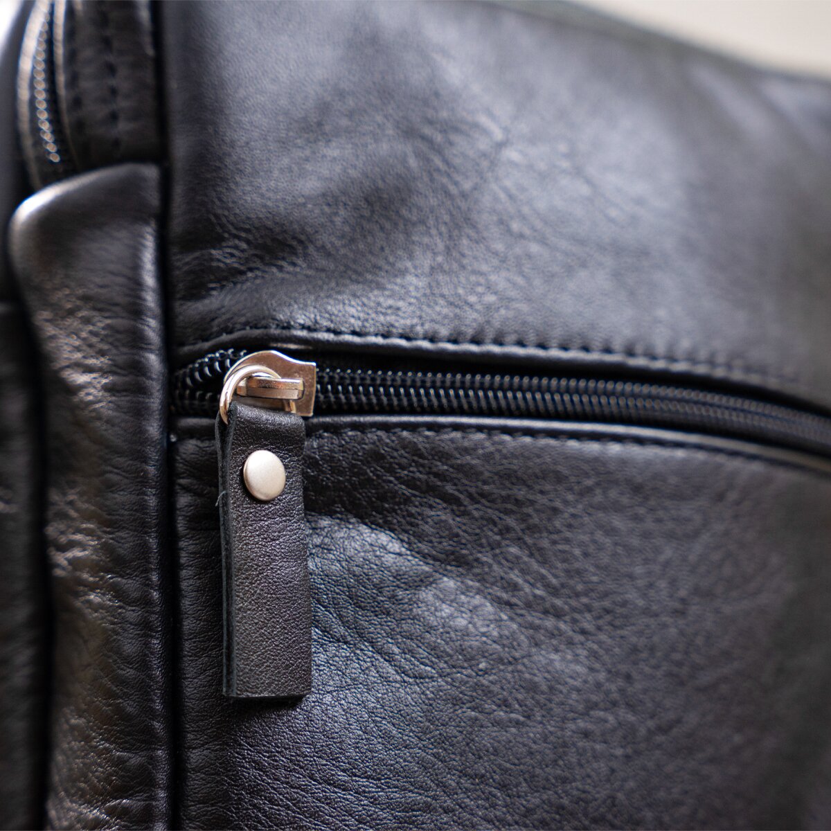 Men's Leather Bag SHVIGEL 00926 Black Handmade in Ukraine, Durable Natural Leather