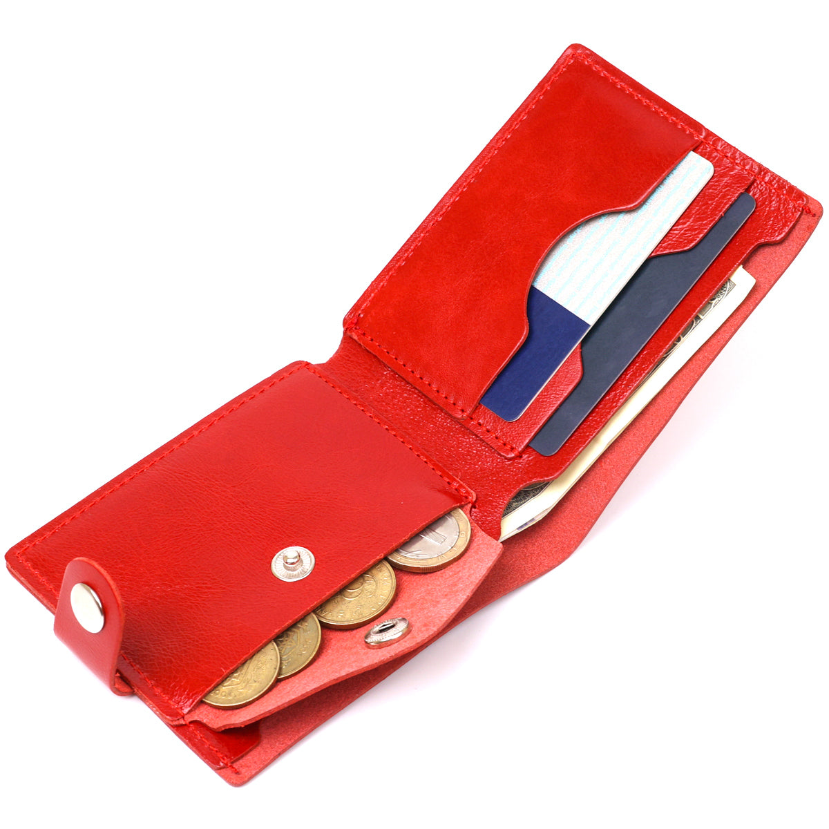 Small Women's Leather Wallet SHVIGEL 16440 in Red - Genuine Leather, Made in Ukraine