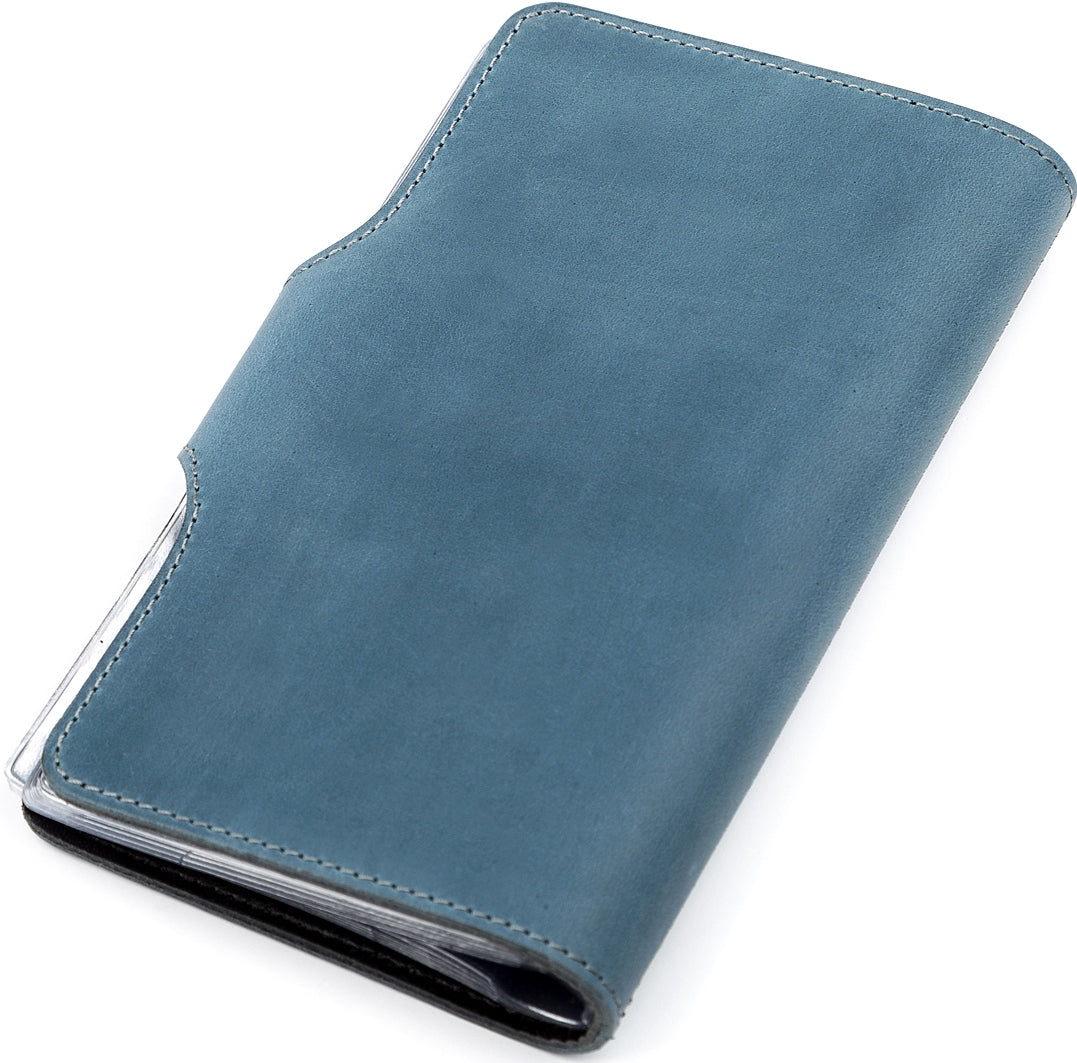 Large SHVIGEL Business Card Holder 13906 Blue Genuine Leather for Visiting Cards