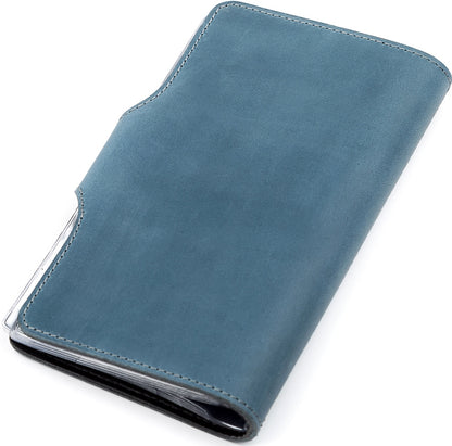Large SHVIGEL Business Card Holder 13906 Blue Genuine Leather for Visiting Cards