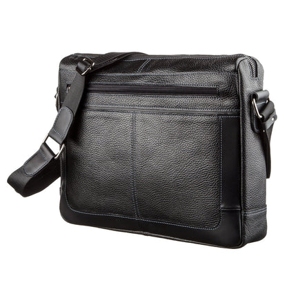 Business Shoulder Bag for Men SHVIGEL 11244 Black Genuine Floater Leather
