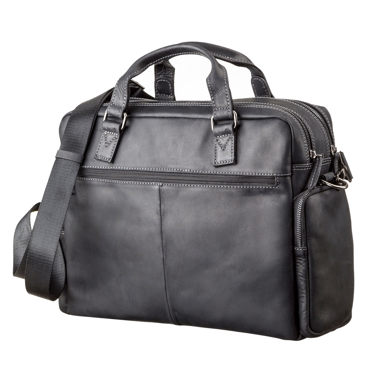Men's Leather Bag SHVIGEL 11117 Black Crafted from Natural Leather in Ukraine