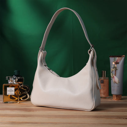 Baguette Bag SHVIGEL 22831 Beige Adjustable Leather Strap Made in Ukraine