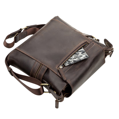 Men's Leather Bag SHVIGEL 11097 Brown Genuine Leather Made in Ukraine