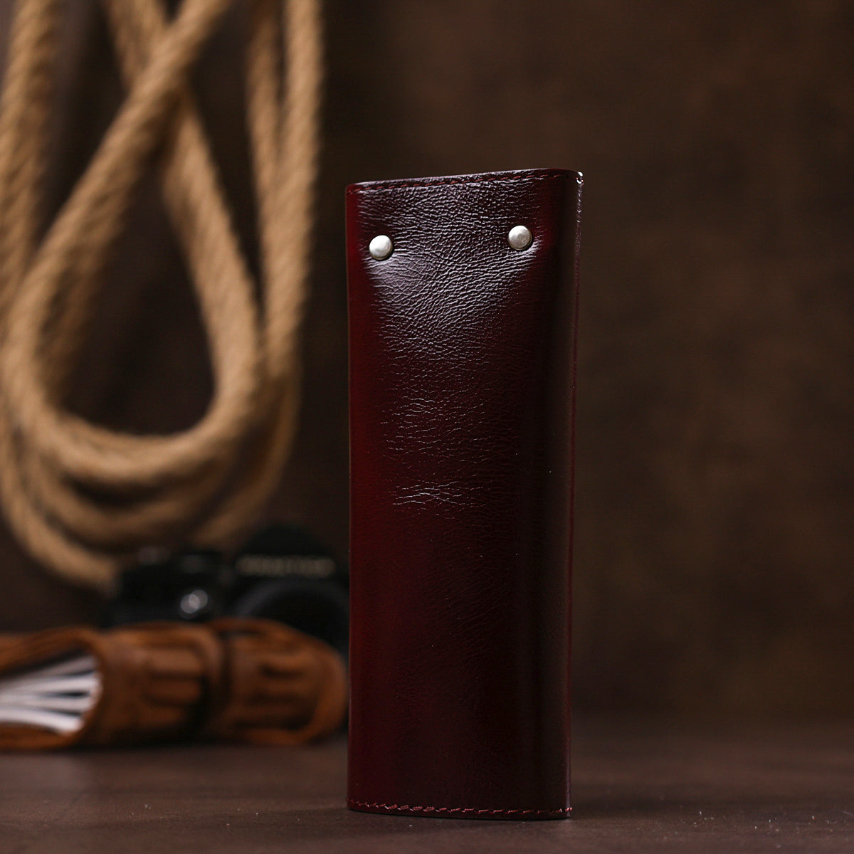 Leather Key Holder SHVIGEL 16532 Burgundy, Made in Ukraine, Genuine Leather, Key Organizer