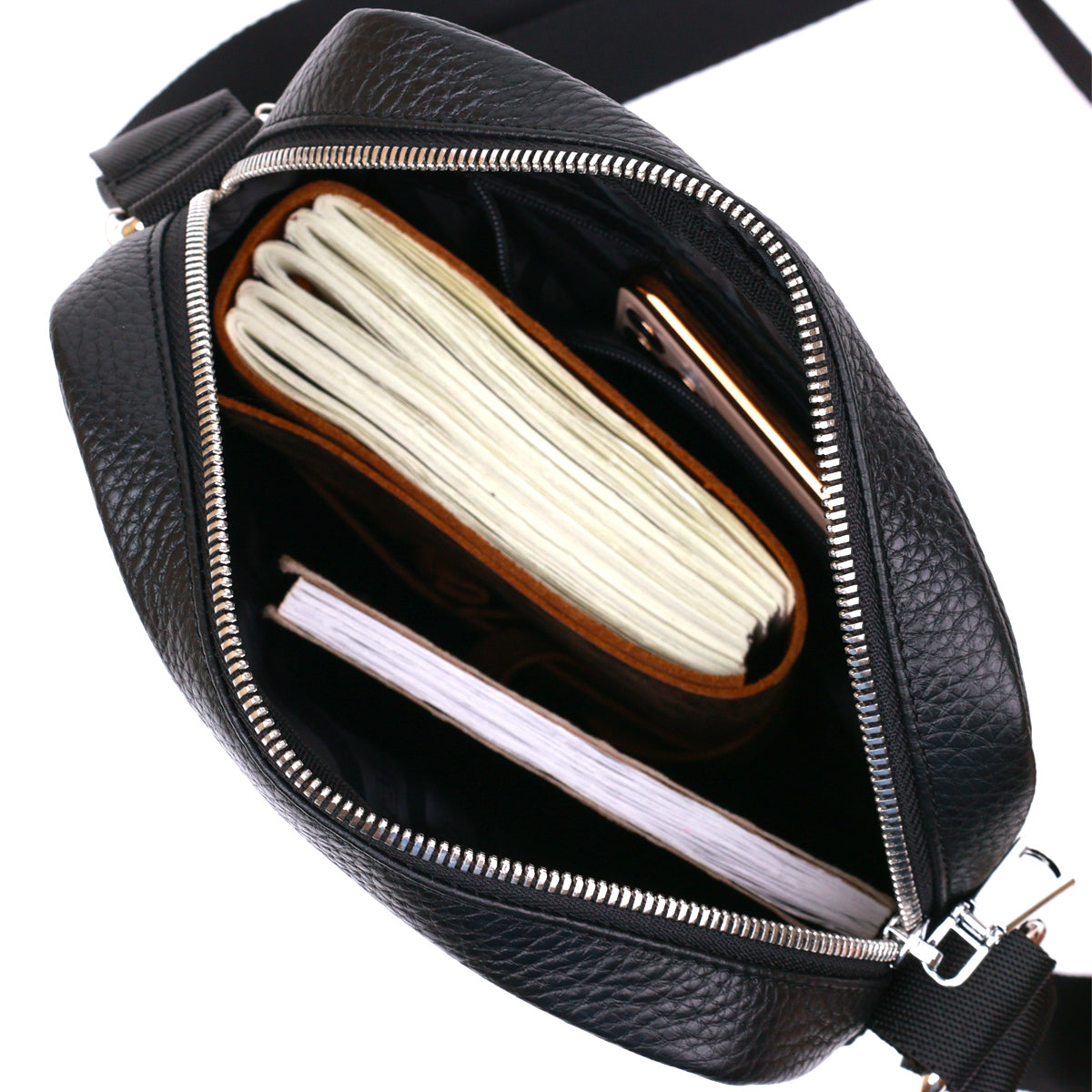 Men's Shoulder Bag SHVIGEL 16334 Black Genuine Leather Practical Design