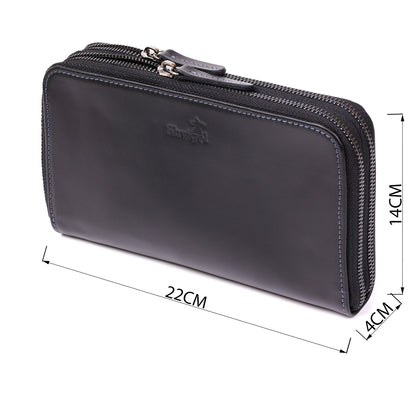 Men's Leather Clutch SHVIGEL 11082 Black Crafted from Natural Leather - Ukraine Made