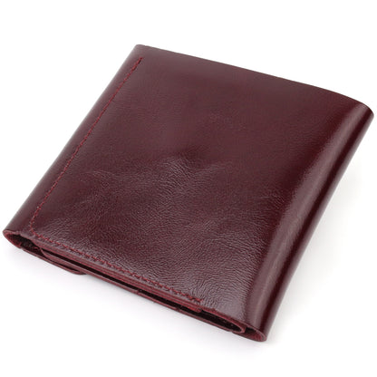 Glossy Leather Women's Wallet SHVIGEL 16620 Cherry Red Made in Ukraine Natural Leather