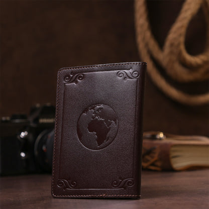 Leather Passport Holder with Card and Frame SHVIGEL 13983 Brown Natural Leather for Passport from Ukraine