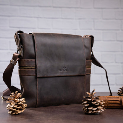 Men's Leather Bag SHVIGEL 11097 Brown Genuine Leather Made in Ukraine