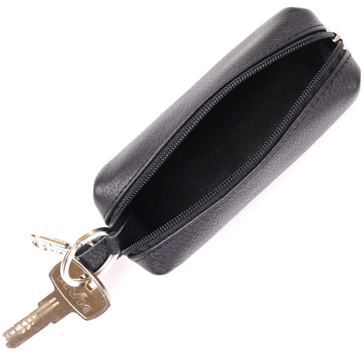 Leather Key Holder Tube SHVIGEL 16226 Black - Natural Leather Classic Design for Keys