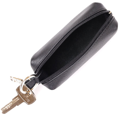 Leather Key Holder Tube SHVIGEL 16226 Black - Natural Leather Classic Design for Keys