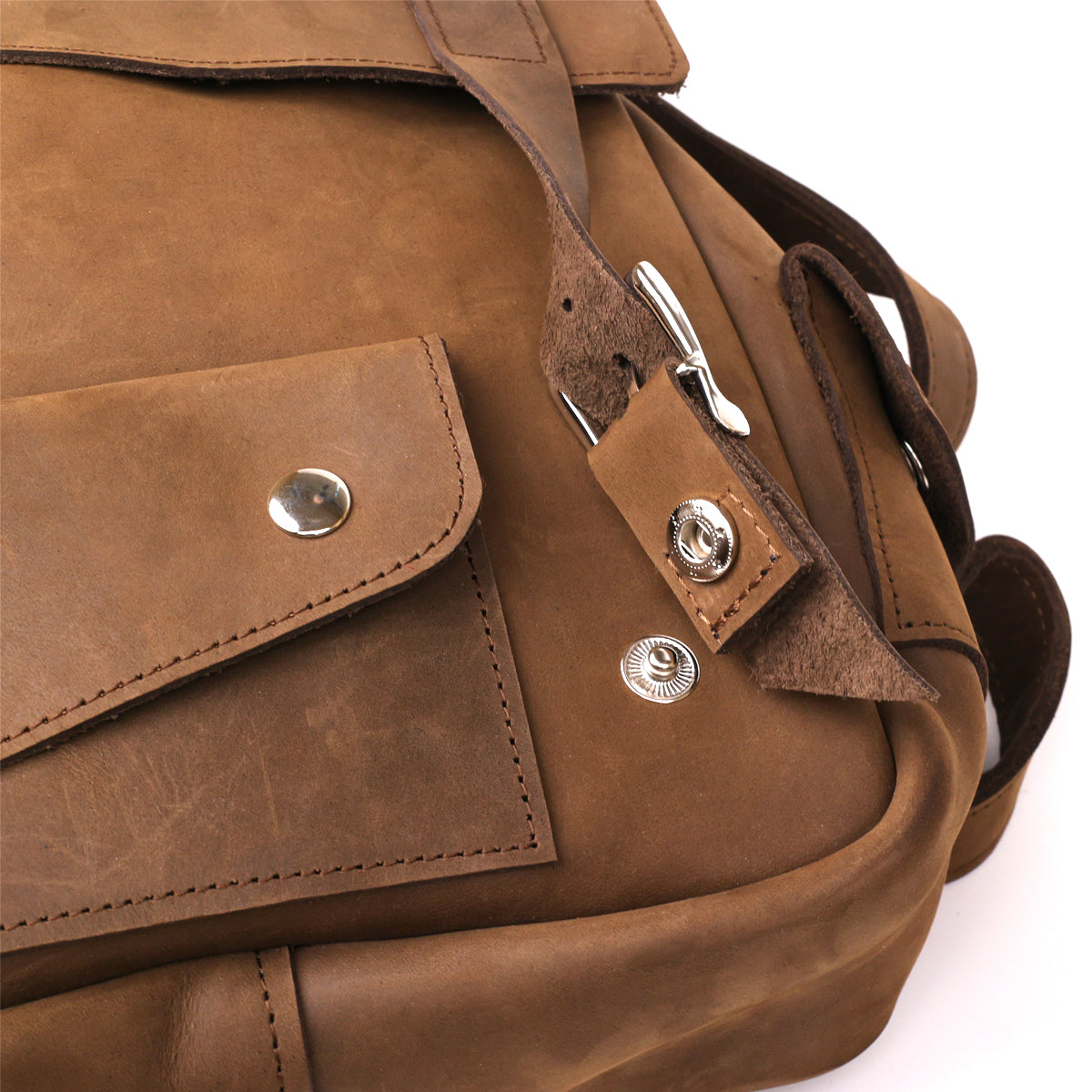 Unisex Crazy Horse Leather Backpack by SHVIGEL Model 13948 in Brown – Made in Ukraine, Natural Leather