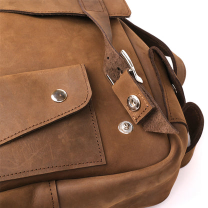 Unisex Crazy Horse Leather Backpack by SHVIGEL Model 13948 in Brown – Made in Ukraine, Natural Leather